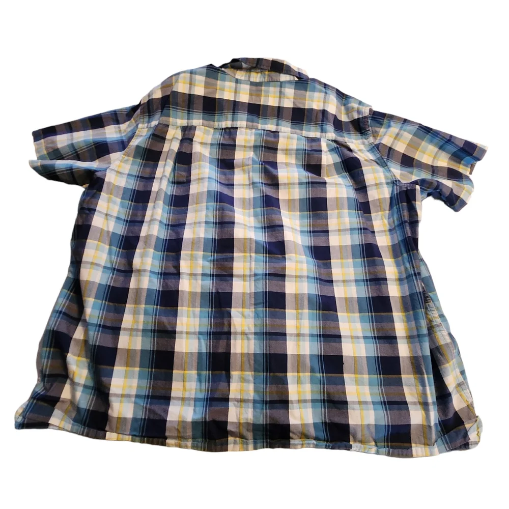 🤩Oak Hill Men's Blue Plaid Short Sleeve Button Shirt Size 3XL F34 - Picture 5 of 6